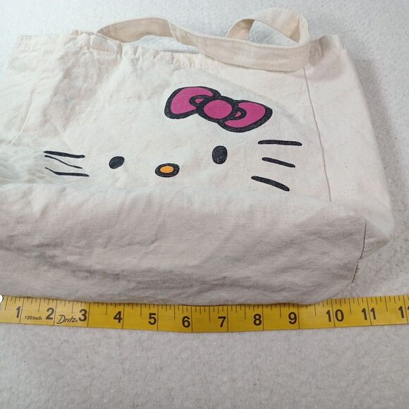 Hello Kitty Canvas Tote Bag Sanrio 2012 Licensed Reusable SmallShopper Purse Bag - Picture 8 of 11